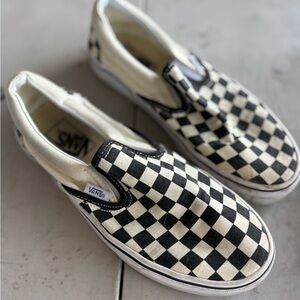 Vans Checkered Slip-On Shoes - Black and White